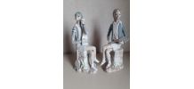 2 statuettes tennisman et tenniswomen