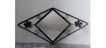 Ancien miroir en fer forgé martelé - Art déco 