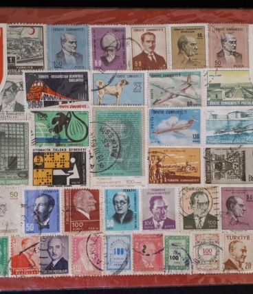 Planche de timbres turcs oblitérés années 60