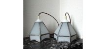 Jolie paire de suspension en verre blanc (Années 30)