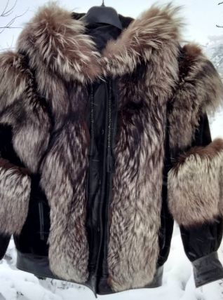 Blouson cuir ANAF M fourrure véritable renard élevage veau v