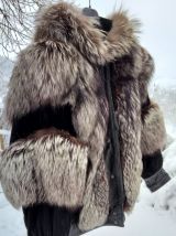 Blouson cuir ANAF M fourrure véritable renard élevage veau v