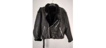 Perfecto cuir noir peau lainée Mac Douglas 40 bombardier she