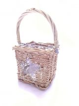 Lot de 2 petit panier/ bougeoir avec contenant en verre, neu