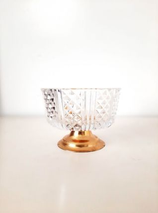 Coupelle en cristal et métal doré