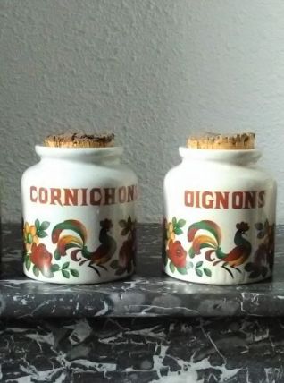 Série de 4 pots de conservation en grès vernissé LML)
