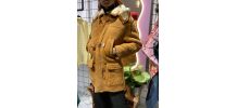SHEARLING - MANTEAU UNISEXE CAMEL AVEC FOURRURE INTERIEURE
