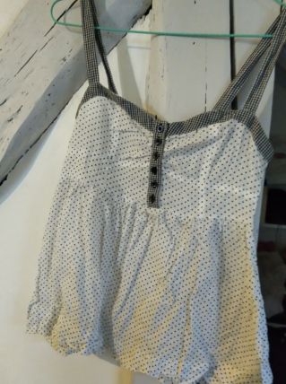 Haut débardeur top vichy petits pois rétro femme taille36