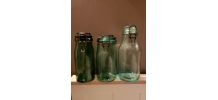 lot de 3 bocaux vintage en verre vert 