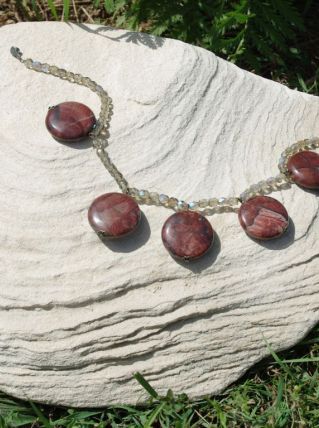 Collier jaspe et perle de cristal