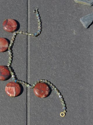 Collier jaspe et perle de cristal