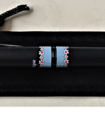 STYLO A PLUME NOIR A FLEURS 