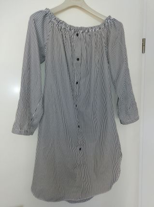 Robe tunique chemise longue décolletée Brigitte Bardot 38 40