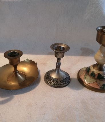 lot de 3 anciens Bougeoirs 