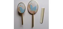 Nécessaire de toilette vintage miroir brosse peigne
