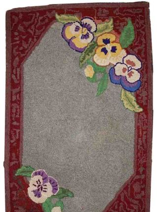 Tapis ancien Américain Hooked fait main, 1C422