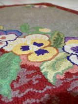 Tapis ancien Américain Hooked fait main, 1C422