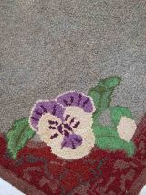Tapis ancien Américain Hooked fait main, 1C422