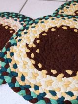 Tapis ancien Américain Braided fait main, 1C459