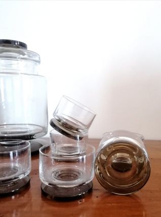 Service à liqueur art déco en verre fumé