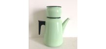 Cafetière en tôle émaillée Aubecq 1960 vintage