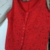 Haut blouse boutonnée débardeur rouge noir Femme taille 38