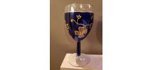 Lot de 8 verres bleus cobalt avec dorures