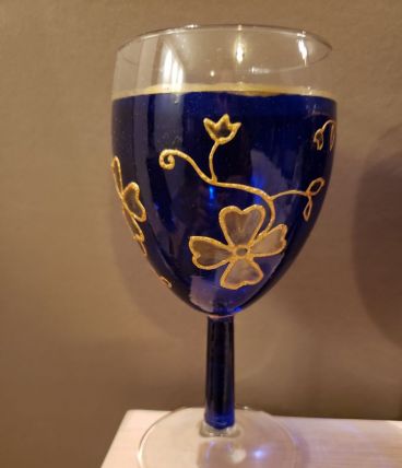 Lot de 8 verres bleus cobalt avec dorures