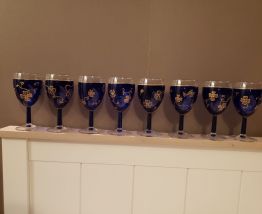 Lot de 8 verres bleus cobalt avec dorures