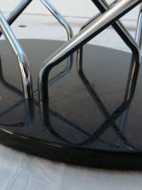 Table basse ovale vintage en verre trempé et granite, 1970