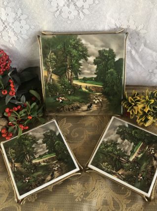Ensemble dessous de plat et dessous de bouteilles 