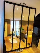 Miroir ancien industriel style Verrière 