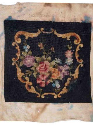 Tapis ancien Anglais Needlepoint fait main, 1C560