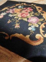 Tapis ancien Anglais Needlepoint fait main, 1C560