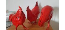 coq poule deco en fer trois model différente 20 euros pieces