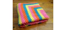 Couverture en laine en crochet - Années 70