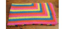 Couverture en laine en crochet - Années 70