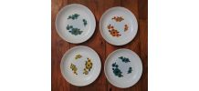 4 assiettes arcopal - motif lotus (années 70)
