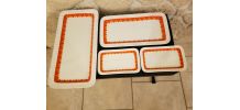 Lot de 4 plats rectangulaires vintage oranges