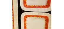 Lot de 4 plats rectangulaires vintage oranges