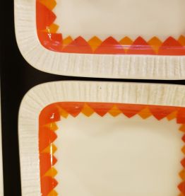 Lot de 4 plats rectangulaires vintage oranges