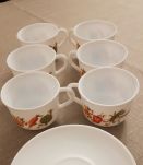 6 tasses arcopal 70's motif légumes 