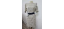 robe lin rayure chemise avec ceinture année 60-70