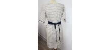 robe lin rayure chemise avec ceinture année 60-70