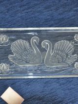 Plat à cake décor : cygnes Vintage