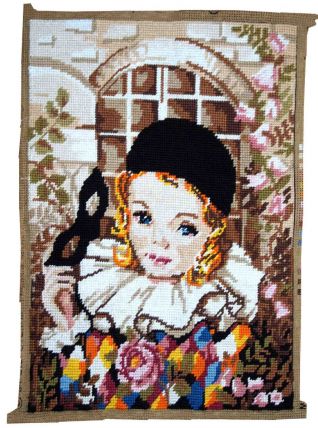 Tapis vintage Français tapisserie fait main, 1C603