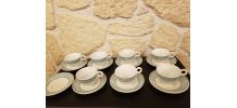 7 tasses + 8 sous tasses porcelaine opaque