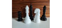 lot de 5 pièces d'échec noir et blanc en céramique 1 roi, 1 