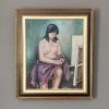 Tableau. Portrait de femme aux seins nus. 78X66.