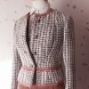 60s veste courte laine tweed brun écru M